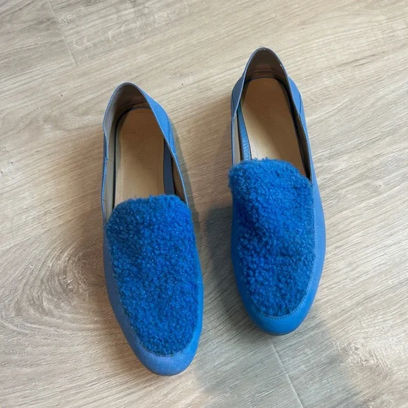 Vionic Frieda Blue Sherpa Loafers Mules Sz 10 - Picture 3 of 7